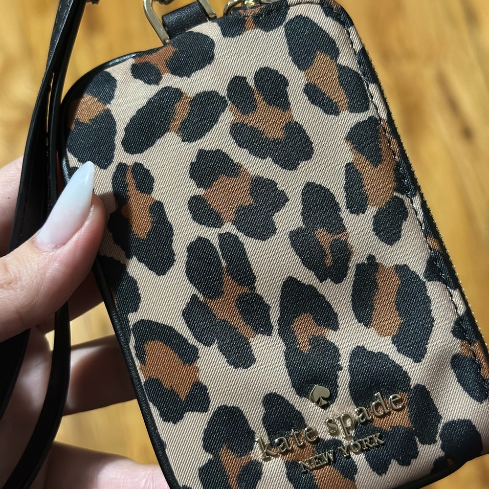 Kate Spade Tan and Black Animal Print Wristlet